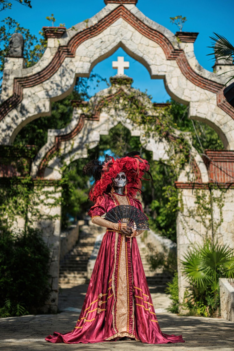 Catrina de Día de Muertos en el parque Xcaret
